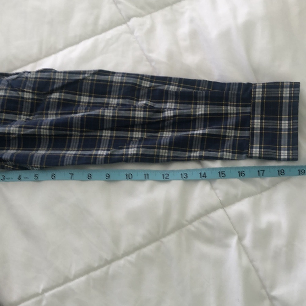 Nautica striped button down shirt 👕 w one front pocket blues white and yellow - Picture 6 of 9